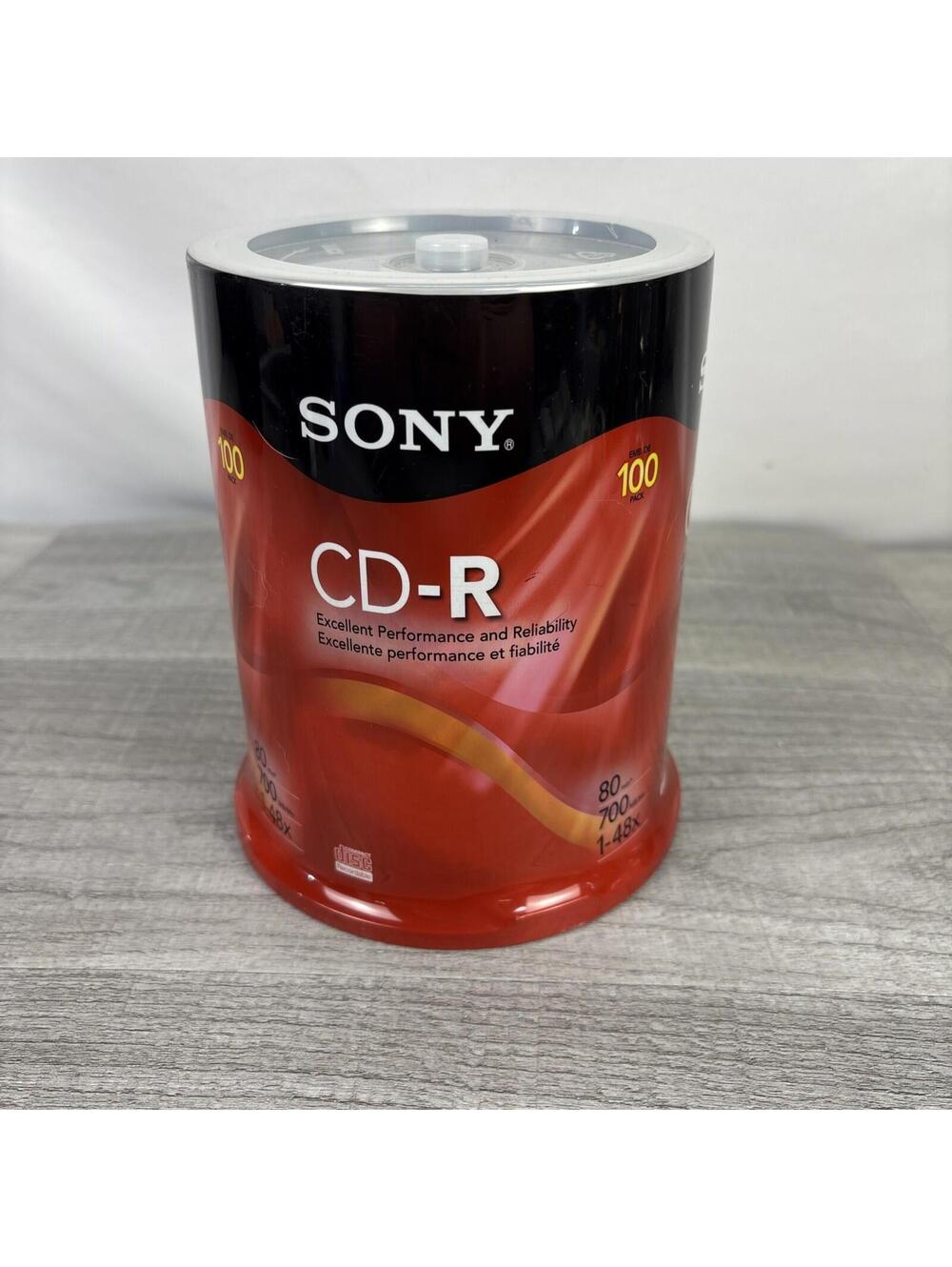 SONY CD-R 80 Min 700 MB 1-48x Recordable Compact Discs CDs 100-Pack NEW SEALED